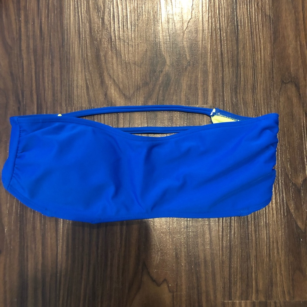 Blue bandeau swim top